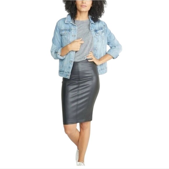 💥SALE! marine layer faux vegan leather pencil skirt black size s - Picture 1 of 6